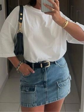 Zara Denim Cargo Mini Skirt